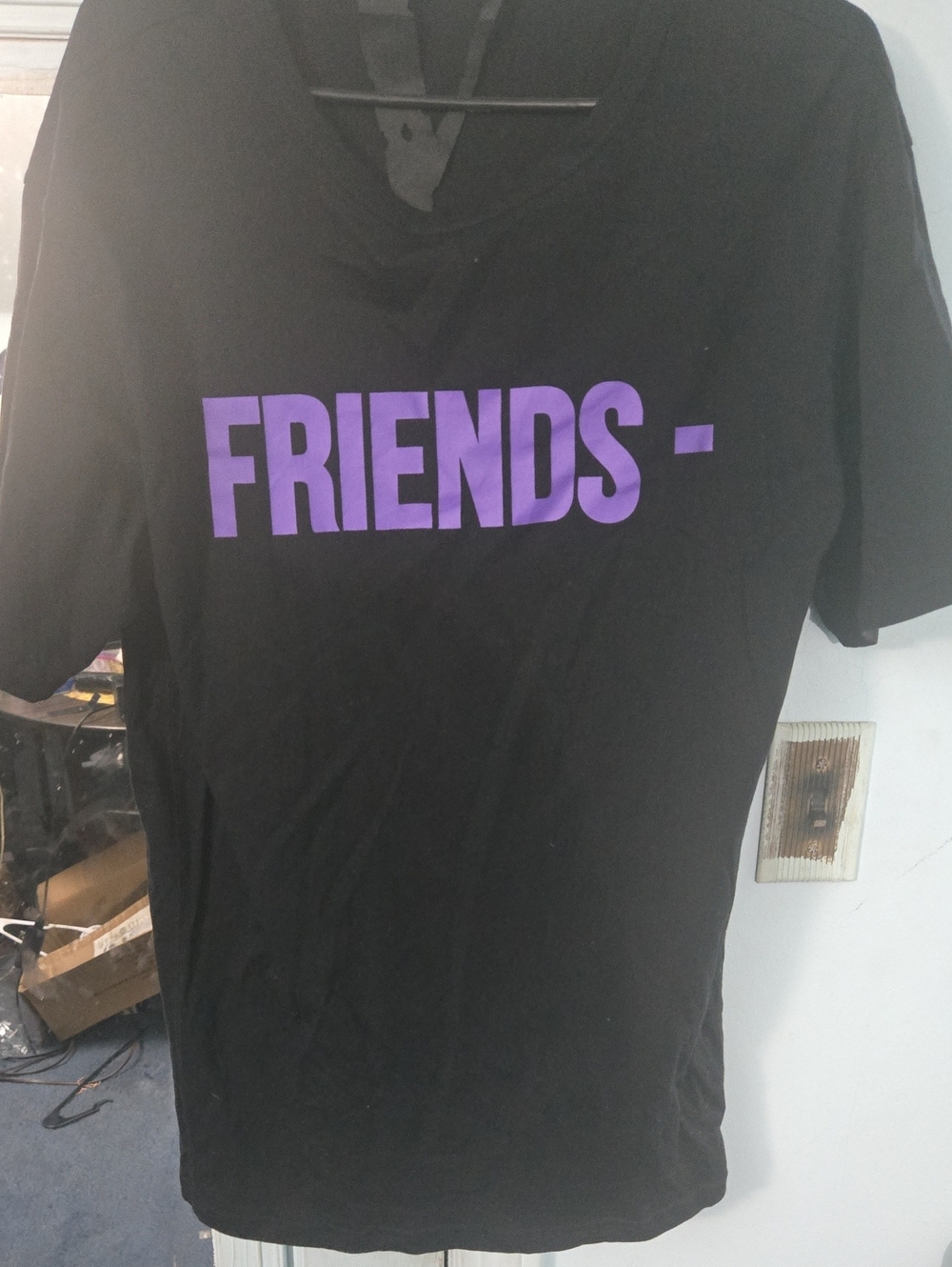 VLONE Black Tee with Purple "FRIENDS" Front Print